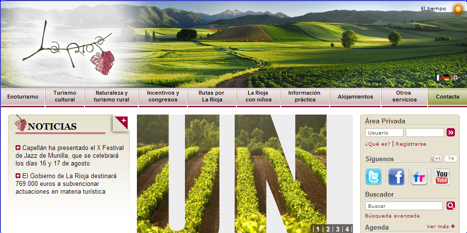 Página web actual de La Rioja Turismo