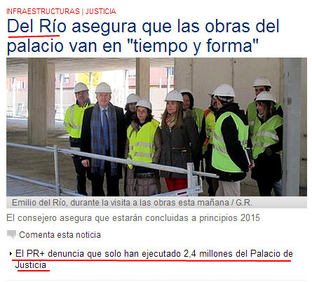 Visita de Emilio del Río a las obras del Palacio de Justicia
