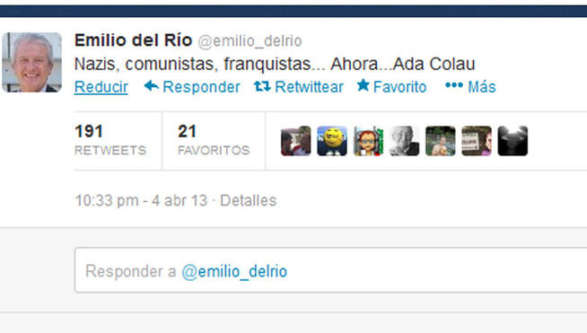 Tuit enviado por Emilio del Río